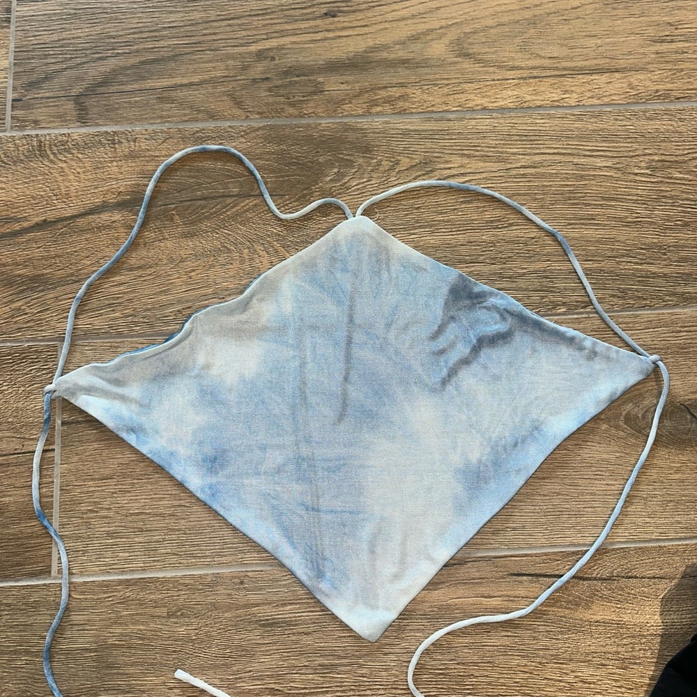 White Fox Boutique Blue Tie-Dye Crop Top